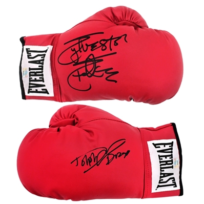 Sylvester Stallone, Dolph Lundgren Autographed Rocky Everlast Leather Boxing Glove Set