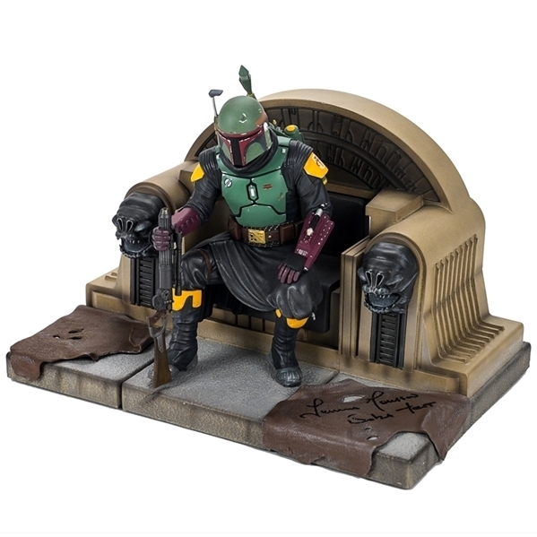 Temuera Morrison Autographed Diamond Select Star Wars Premier Collection Boba Fett on Throne 1/7 Scale Statue