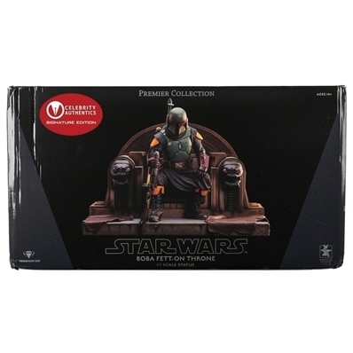 Temuera Morrison Autographed Diamond Select Star Wars Premier Collection Boba Fett on Throne 1/7 Scale Statue