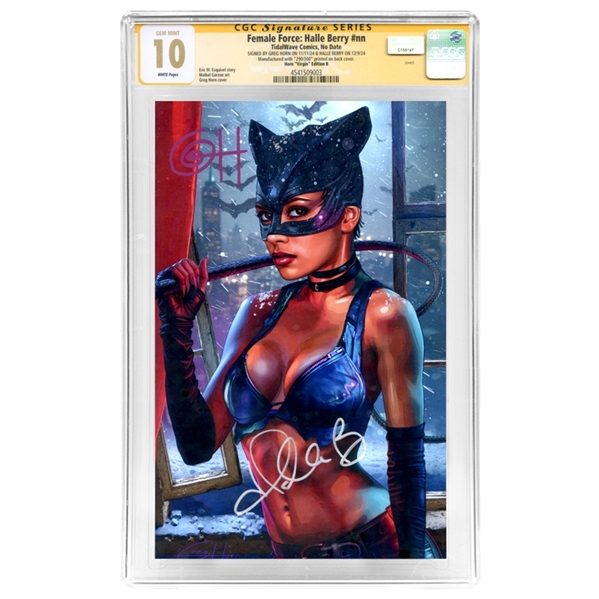 Halle Berry, Greg Horn Autographed Female Force: Catwoman Greg Horn #290/300 Virgin Variant Cover CGC SS 10