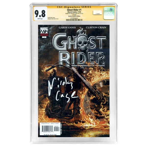 Nicolas Cage Autographed 2005 Ghost Rider #1 Retailer Incentive Edition CGC SS 9.8