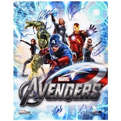 Stan Lee, Chris Evans, Chris Hemsworth, Ruffalo Avengers Cast Autographed 16x20 Photo