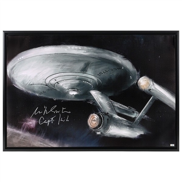 William Shatner Autographed Star Trek Enterprise 23.5x24 Framed Canvas