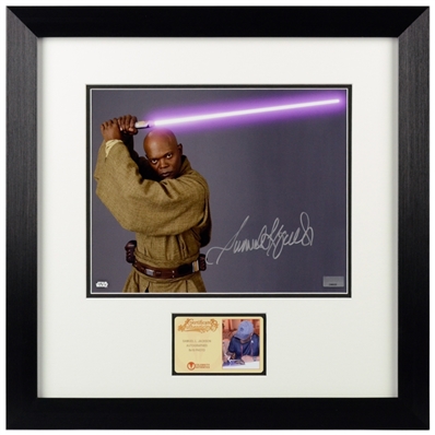 Samuel L. Jackson Autographed Star Wars Mace Windu Close Up 8x10 Framed Photo