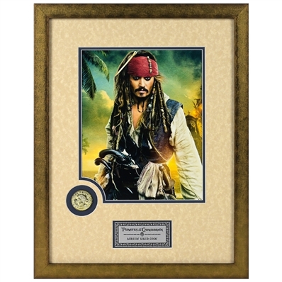 Pirates of the Caribbean Captain Jack Sparrow Screen Used Coin with Martin Klebba LOA