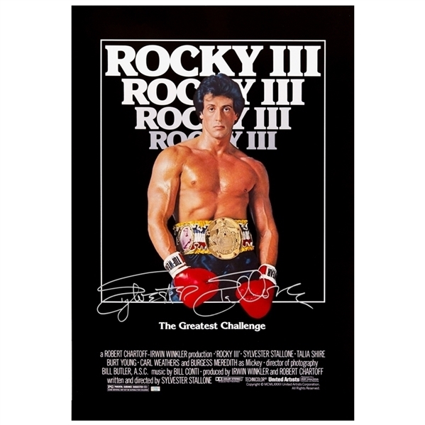 Sylvester Stallone Autographed 1982 Rocky III 24x36 Poster