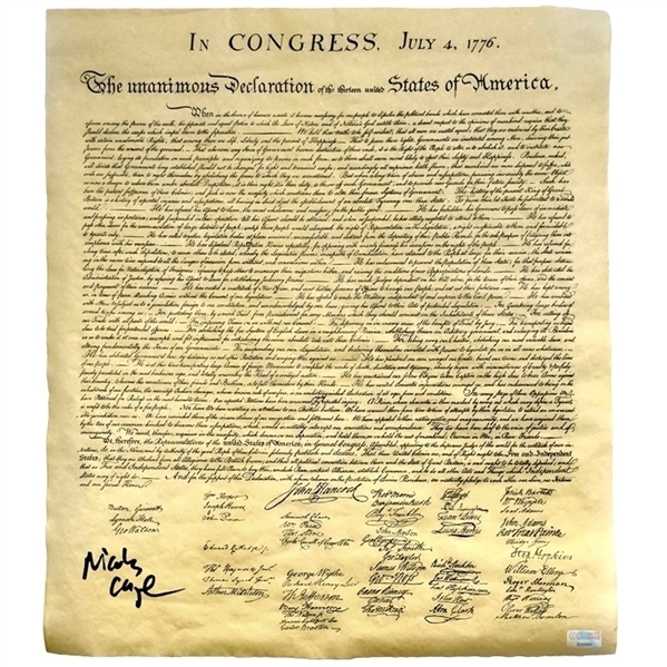 Nicolas Cage Autographed National Treasure Declaration of Independence Prop Replica