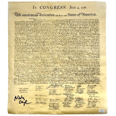 Nicolas Cage Autographed National Treasure Declaration of Independence Prop Replica