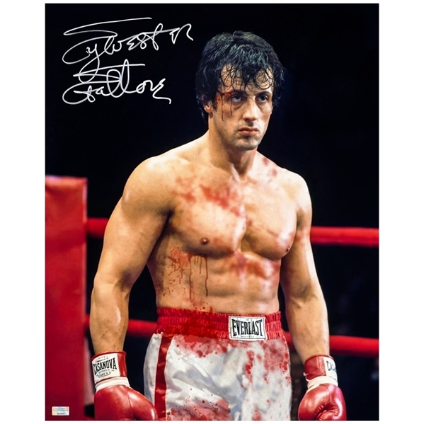 Sylvester Stallone Autographed Rocky Bloody Champion 16x20 Photo