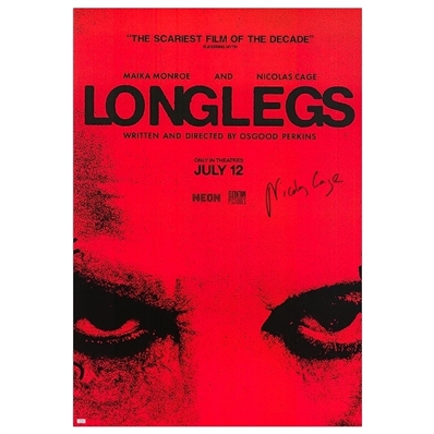 Nicolas Cage Autographed 2024 Longlegs Original 27x40 Single-Sided Movie Poster