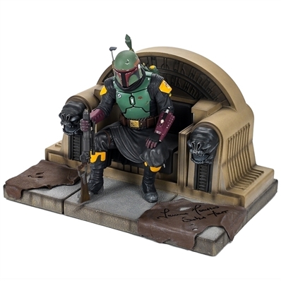 Temuera Morrison Autographed Diamond Select Star Wars Premier Collection Boba Fett on Throne 1/7 Scale Statue