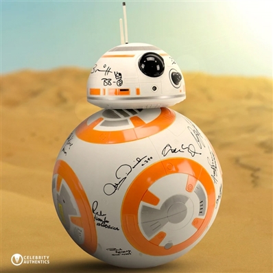 Daisy Ridley, Mark Hamill, Adam Driver, John Boyega Star Wars The Force Awakens Cast Autographed 18 BB-8 Droid