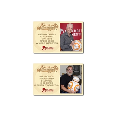 Daisy Ridley, Mark Hamill, Adam Driver, John Boyega Star Wars The Force Awakens Cast Autographed 18 BB-8 Droid