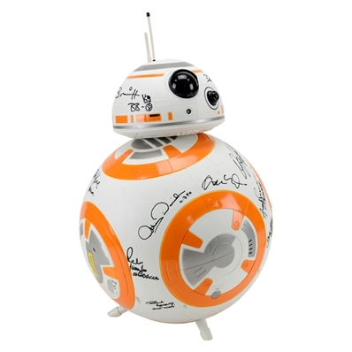 Daisy Ridley, Mark Hamill, Adam Driver, John Boyega Star Wars The Force Awakens Cast Autographed 18 BB-8 Droid