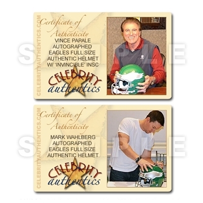 Mark Wahlberg, Vince Papale Autographed Invincible Philadelphia Eagles Full Size Helmet
