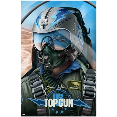 Val Kilmer Autographed Top Gun Iceman 24x36 Fine Art Giclee by Oscar Martinez