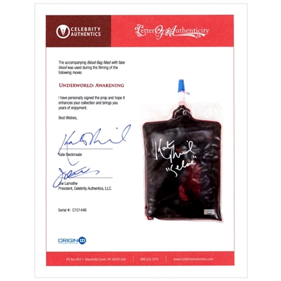 Kate Beckinsale Autographed 2012 Underworld Awakening Screen Used Blood Pack