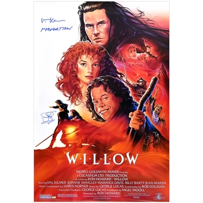 Val Kilmer, Warwick Davis Autographed 1988 Willow Original 27x40 Single-Sided Movie Poster