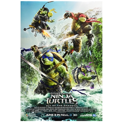 Megan Fox Autographed 2016 Teenage Mutant Ninja Turtles Out of the Shadows Original 27x40 Double Sided Movie Poster