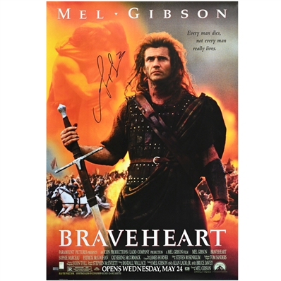  Mel Gibson Autographed 1995 Braveheart 27x40 Single-Sided Movie Poster