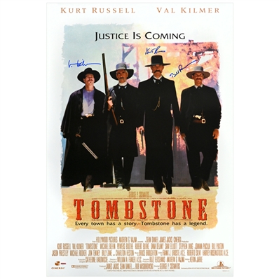 Kurt Russell, Val Kilmer, Bill Paxton Autographed 1993 Tombstone 27x40 Single-Sided Movie Poster