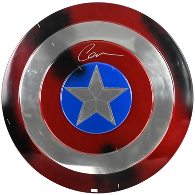 Chris Evans Autographed Captain America Prop Replica 1:1 Battle Damaged Metal Shield
