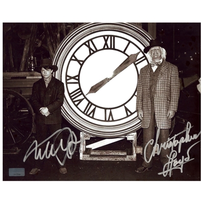 Michael J. Fox, Christopher Lloyd Autographed Back to the Future III Marty, Doc & The Clock 8x10 Photo