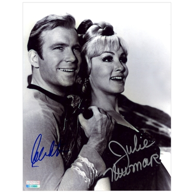 William Shatner, Julie Newmar Autographed Star Trek Captain Kirk and Eleen 8x10 Scene Photo