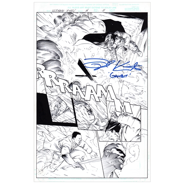 Taylor Kitsch Autographed 2001 Ultimate X-Men Issue 14, Page 5 Original 11x17 Gambit Splash Artwork
