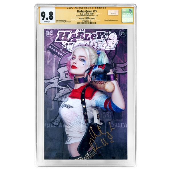 Margot Robbie Autographed Harley Quinn #75 CA Exclusive Photo Cover CGC SS 9.8
