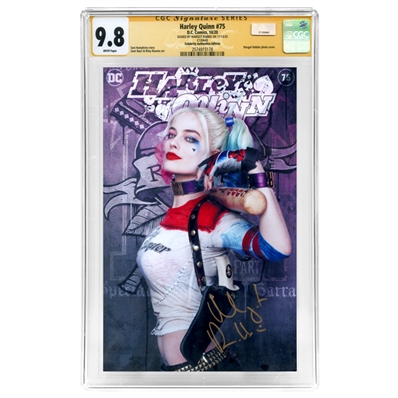 Margot Robbie Autographed Harley Quinn #75 CA Exclusive Photo Cover CGC SS 9.8