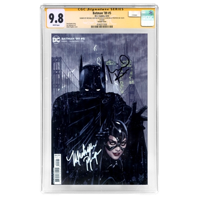 Michael Keaton, Michelle Pfeiffer Autographed 2022 Batman '89 #5 Adam Hughes Variant CGC SS 9.8