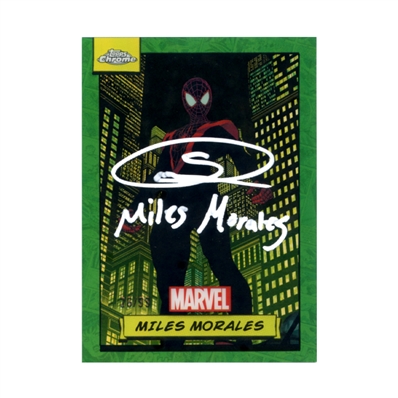 Shameik Moore Autographed 2024 Topps Chrome Spider-Man Marvel Miles Morales #81 Card 26/99