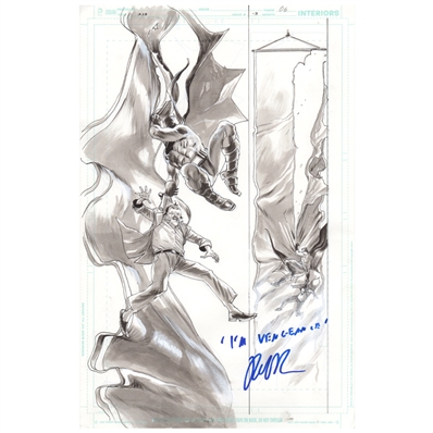 Robert Pattinson Autographed 2016 All Star Batman Issue 13, Page 6 Original Rafael Albuquerque Comic Artwork with 'I'm Vengeance'
