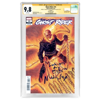 Nicolas Cage Autographed 2023 Ghost Rider #16 E.M. Gist Variant CGC SS 9.8 with 'Look Into My Eyes'