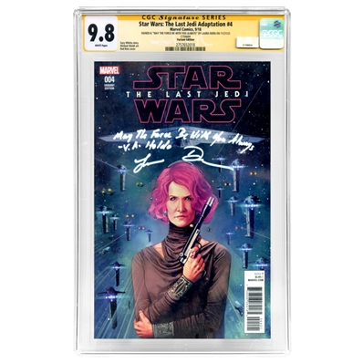 Laura Dern Autographed 2018 Star Wars: The Last Jedi Adaptation #4 Admiral Holdo Variant CGC SS 9.8 