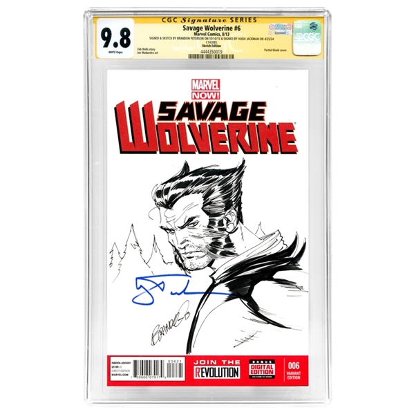 Hugh Jackman Autographed 2013 Savage Wolverine #6 Original Brandon Peterson Sketched Cover CGC SS 9.8