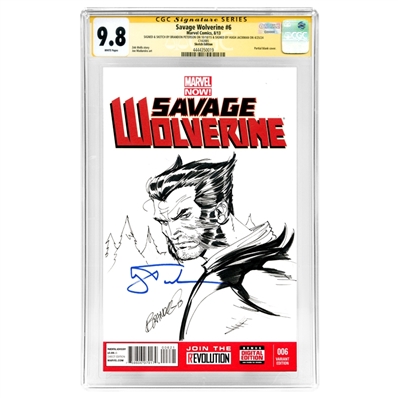 Hugh Jackman Autographed 2013 Savage Wolverine #6 Original Brandon Peterson Sketched Cover CGC SS 9.8