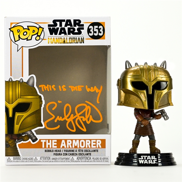 Emily Swallow Autographed Star Wars The Mandalorian The Armorer Pop Vinyl Figure #353with This is The Way Inscription