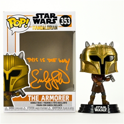 Emily Swallow Autographed Star Wars The Mandalorian The Armorer Pop Vinyl Figure #353with This is The Way Inscription