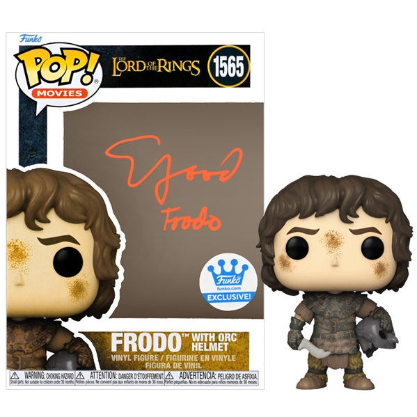 Elijah Wood Autographed Lord of the Rings Frodo with Orc Helmet Funko Exclusive POP! #1565 Vinyl Figure
