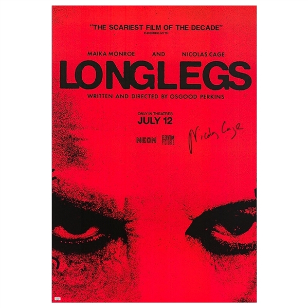 Nicolas Cage Autographed 2024 Longlegs Original 27x40 Single-Sided Movie Poster