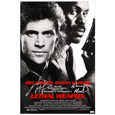 Mel Gibson Danny Glover Autographed 1987 Lethal Weapon 16x24 Movie Poster