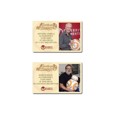 Daisy Ridley, Mark Hamill, Adam Driver, John Boyega Star Wars The Force Awakens Cast Autographed 18 BB-8 Droid