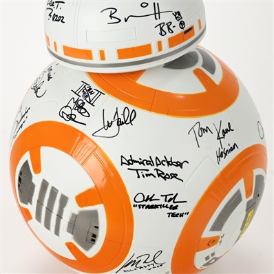 Daisy Ridley, Mark Hamill, Adam Driver, John Boyega Star Wars The Force Awakens Cast Autographed 18 BB-8 Droid