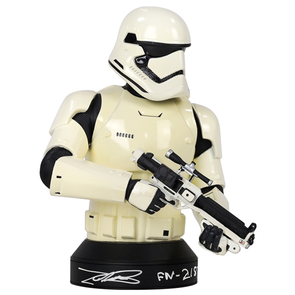 John Boyega Autographed Gentle Giant Star Wars First Order Stormtrooper Mini-Bust with FN-2187
