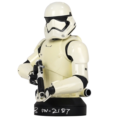 John Boyega Autographed Gentle Giant Star Wars First Order Stormtrooper Mini-Bust with FN-2187