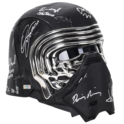 Daisy Ridley, Mark Hamill, Adam Driver, John Boyega Star Wars The Force Awakens Cast Autographed Kylo Ren Voice Changing Helmet