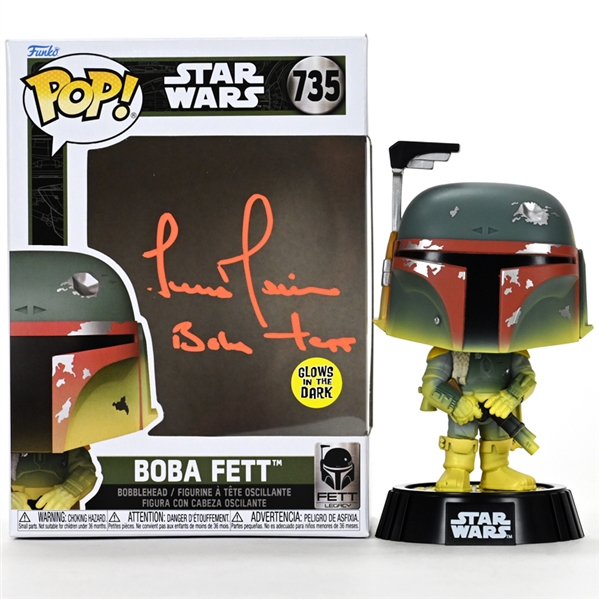 Temuera Morrison Autographed Star Wars Boba Fett Glow in the Dark Pop Vinyl Figure #735
