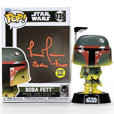 Temuera Morrison Autographed Star Wars Boba Fett Glow in the Dark Pop Vinyl Figure #735